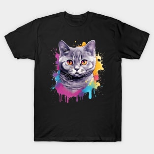 Summer Fluffy British Shorthair Cat Gift T-Shirt